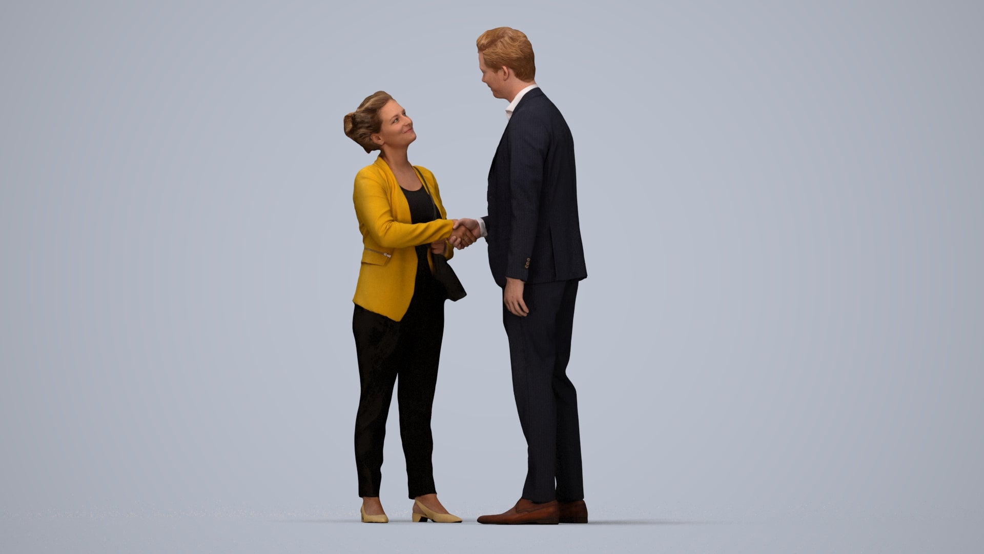 realistic 3D people woman business, render-ready for V-Ray and Corona, FBX OBJ, top-down view render