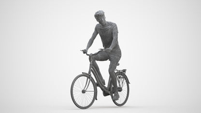 realistic 3D man casual cycling, scanned archviz people for Blender and 3ds Max, three-quarter front view render