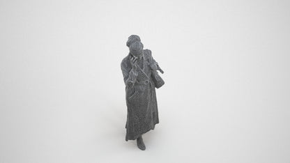 scanned 3D woman business standing, photogrammetry people for Enscape and V-Ray, wireframe three-quarter view