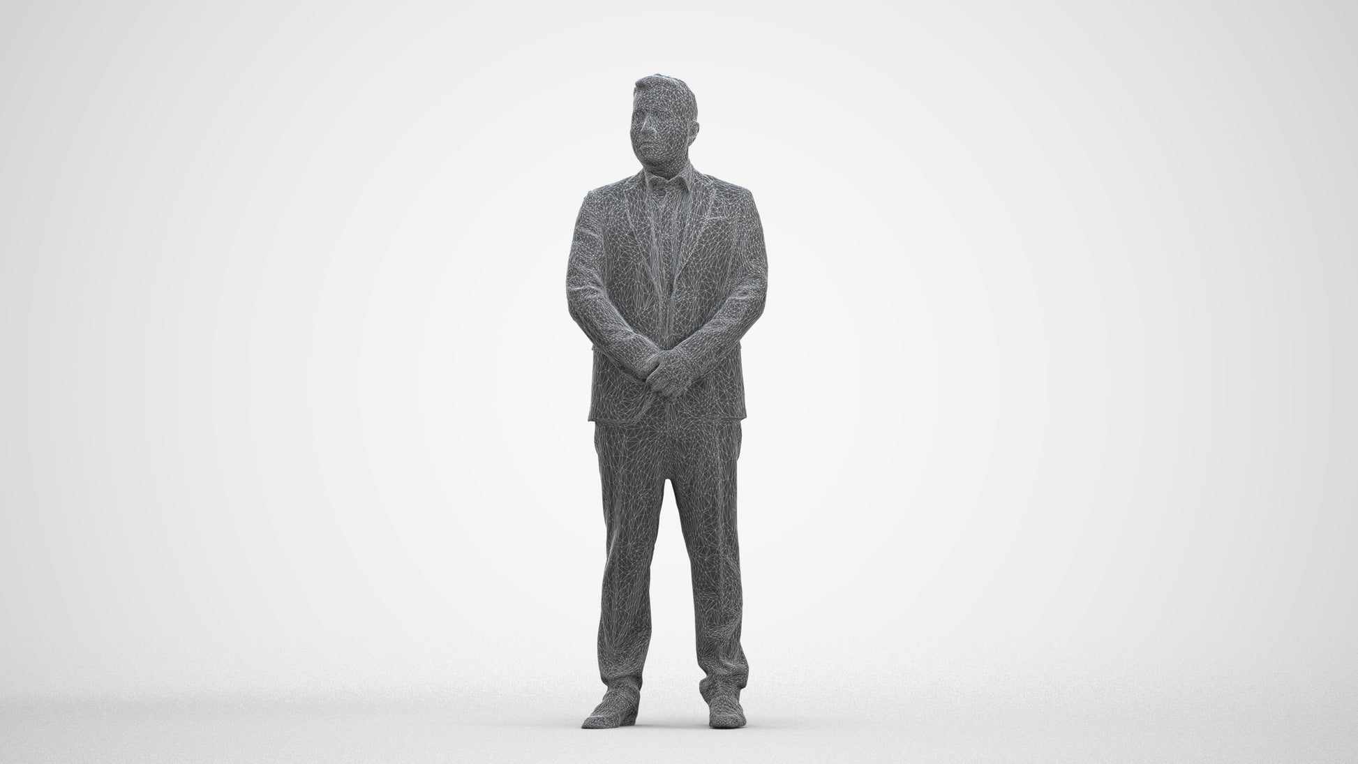 3D people model man business formalaffairs, scanned human for 3ds Max rendering, three-quarter front view render