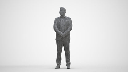 3D people model man business formalaffairs, scanned human for 3ds Max rendering, three-quarter front view render