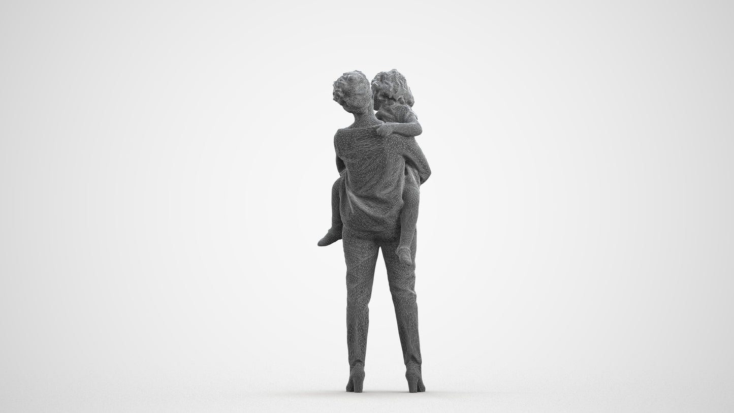 realistic 3D people girl casual kids, render-ready for V-Ray and Corona, FBX OBJ, wireframe front view