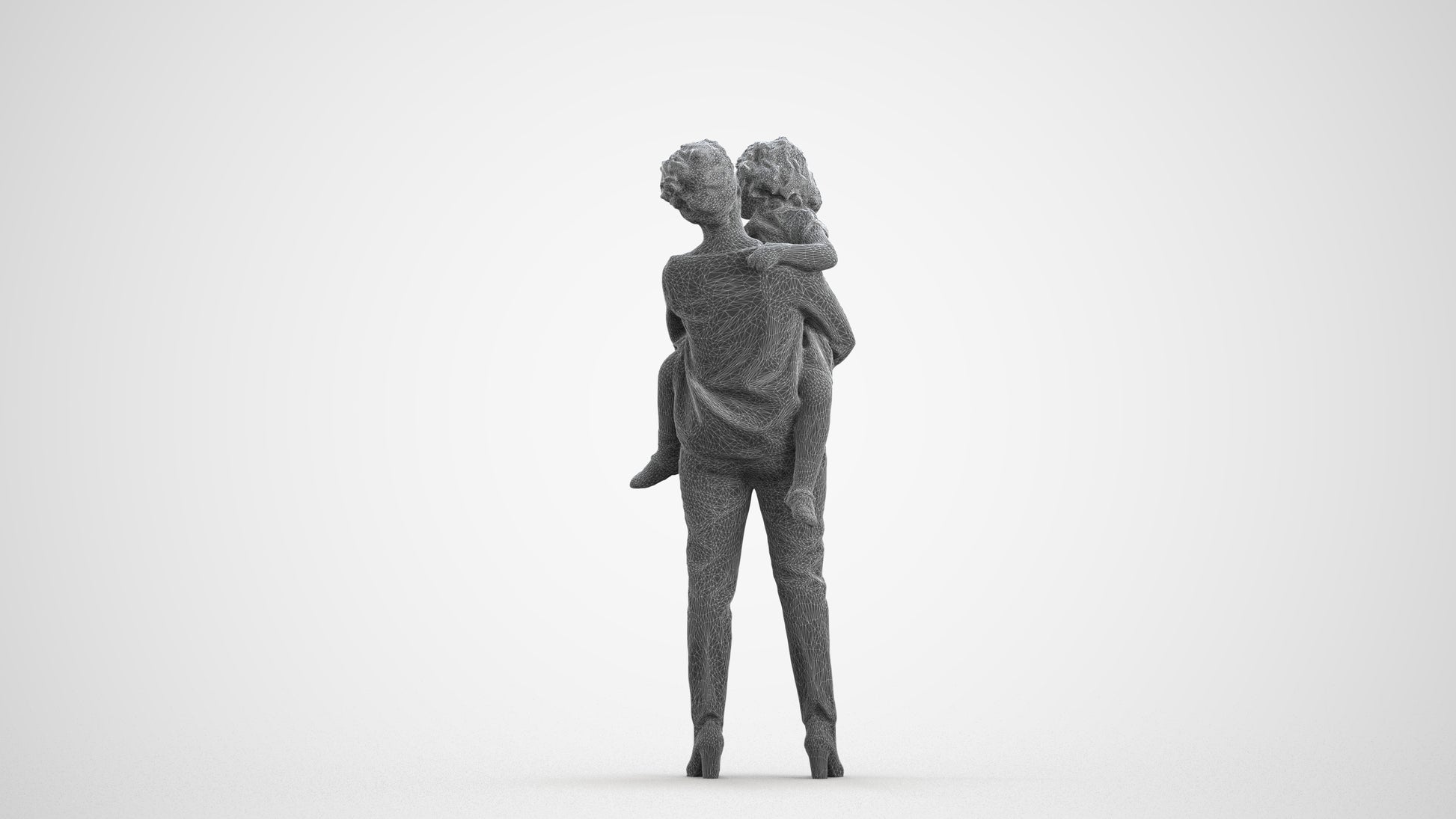 realistic 3D people girl casual kids, render-ready for V-Ray and Corona, FBX OBJ, wireframe front view