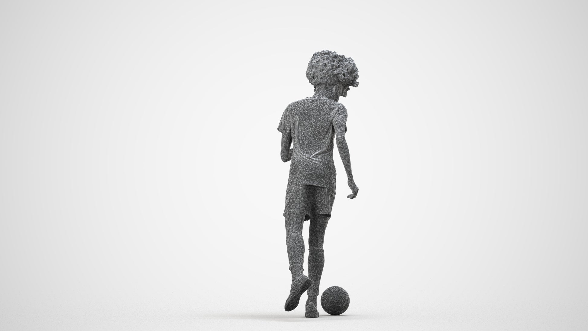 3D people model woman sport, scanned human for 3ds Max rendering, wireframe side view