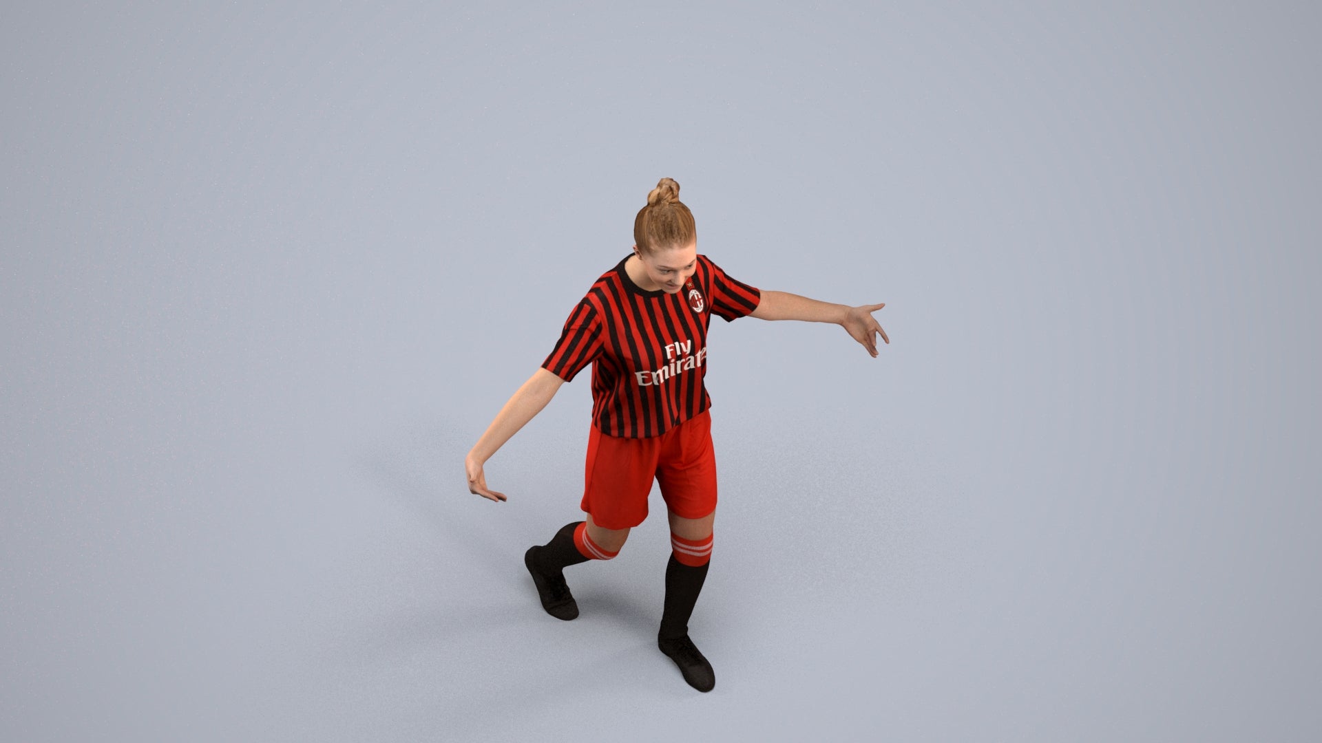 realistic 3D girl sport, scanned archviz people for Blender and 3ds Max, back view render