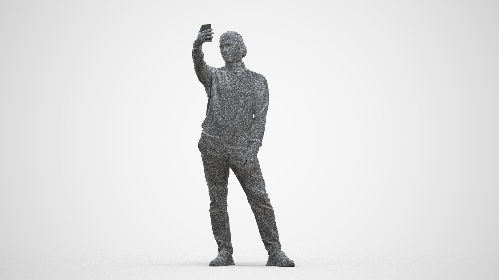 3D scanned man standing casual, photorealistic archviz people for Enscape and SketchUp, three-quarter front view render