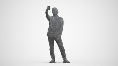 3D scanned man standing casual, photorealistic archviz people for Enscape and SketchUp, three-quarter front view render
