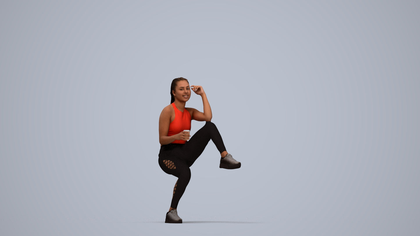 scanned 3D woman sport, photogrammetry people for Enscape and V-Ray, top-down view render