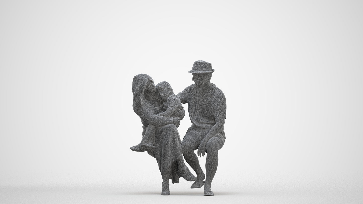 scanned 3D girl kids, photogrammetry people for Enscape and V-Ray, three-quarter front view render