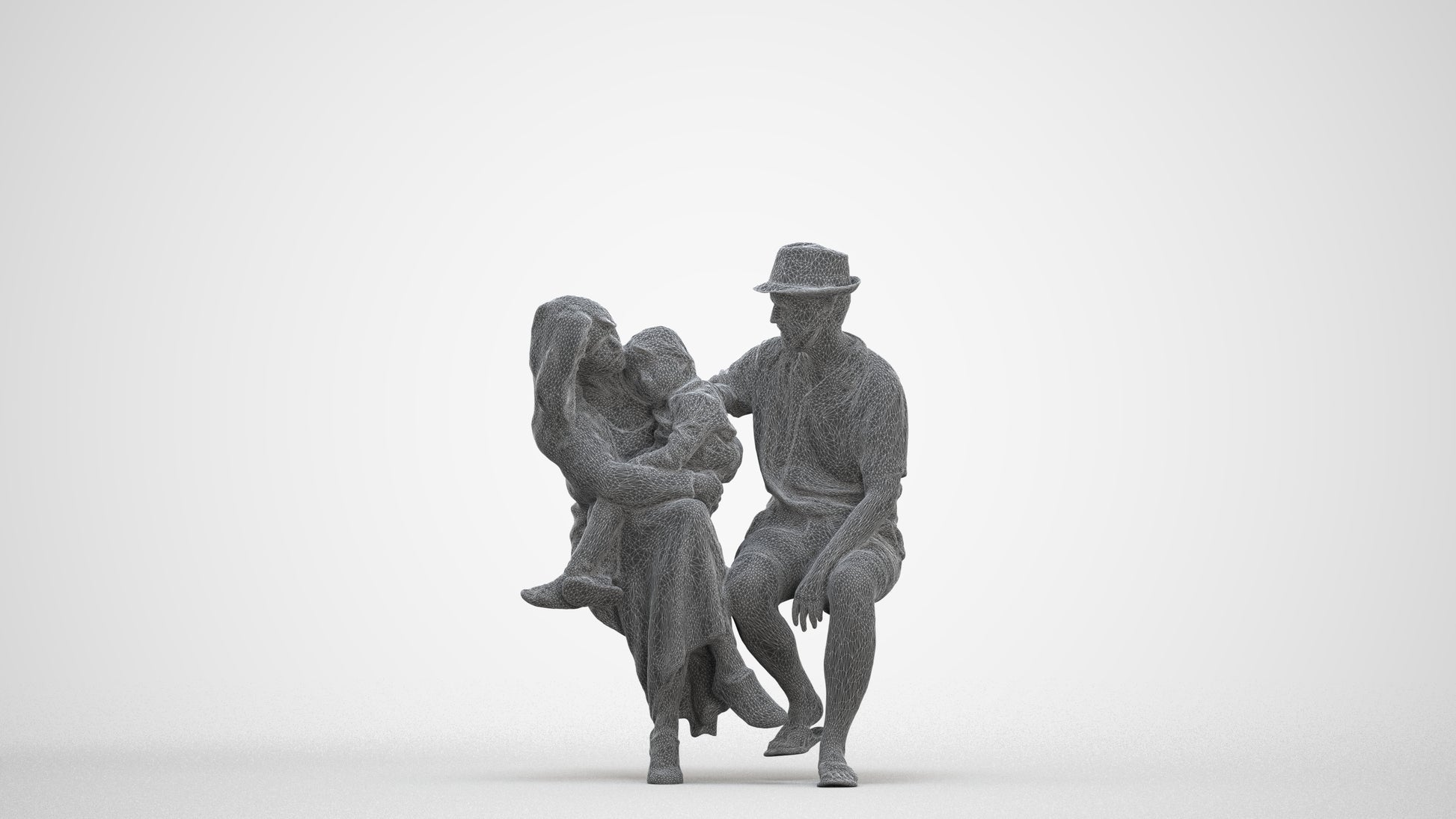 scanned 3D girl kids, photogrammetry people for Enscape and V-Ray, three-quarter front view render