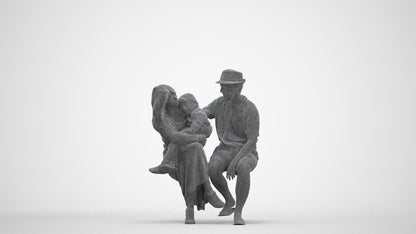 scanned 3D girl kids, photogrammetry people for Enscape and V-Ray, three-quarter front view render
