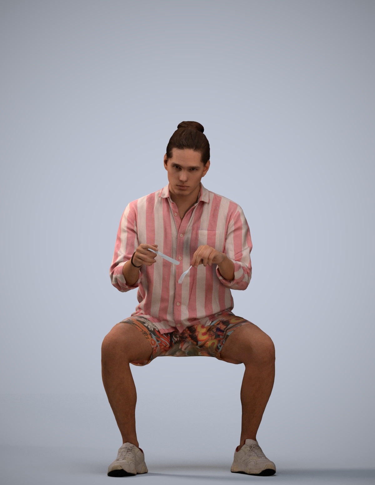 3D people model man casual sitting, scanned human for 3ds Max rendering