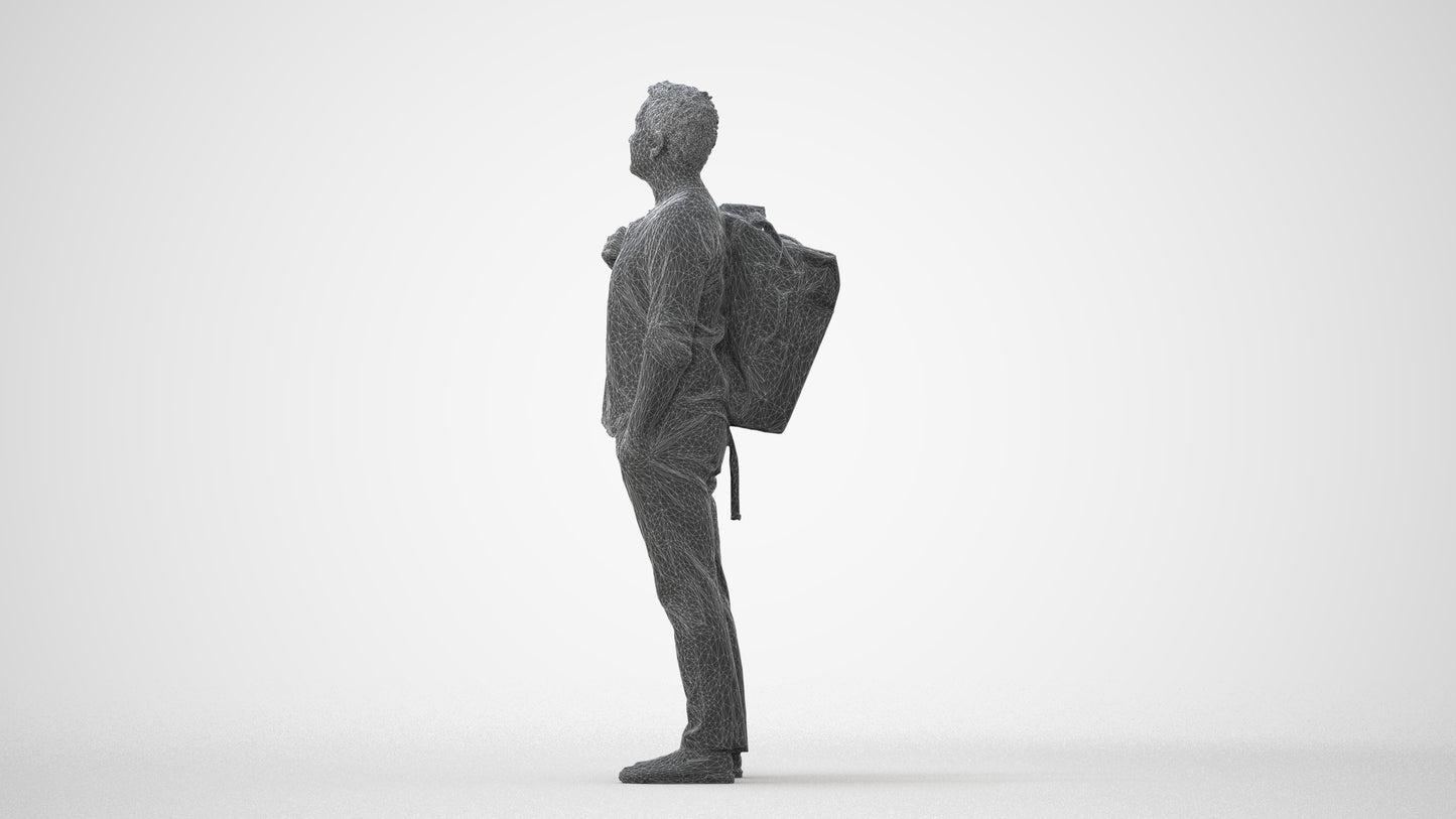 realistic 3D people man casual standing, render-ready for V-Ray and Corona, FBX OBJ, square thumbnail