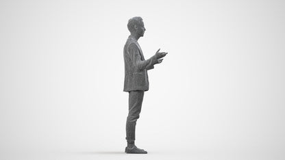 realistic 3D people man business, render-ready for V-Ray and Corona, FBX OBJ, wireframe side view