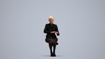 scanned 3D senior woman formal sitting, photogrammetry people for Enscape and V-Ray, standing pose render