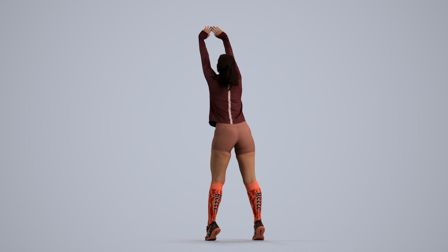 3D scanned woman sport, photorealistic archviz people for Enscape and SketchUp, front view render