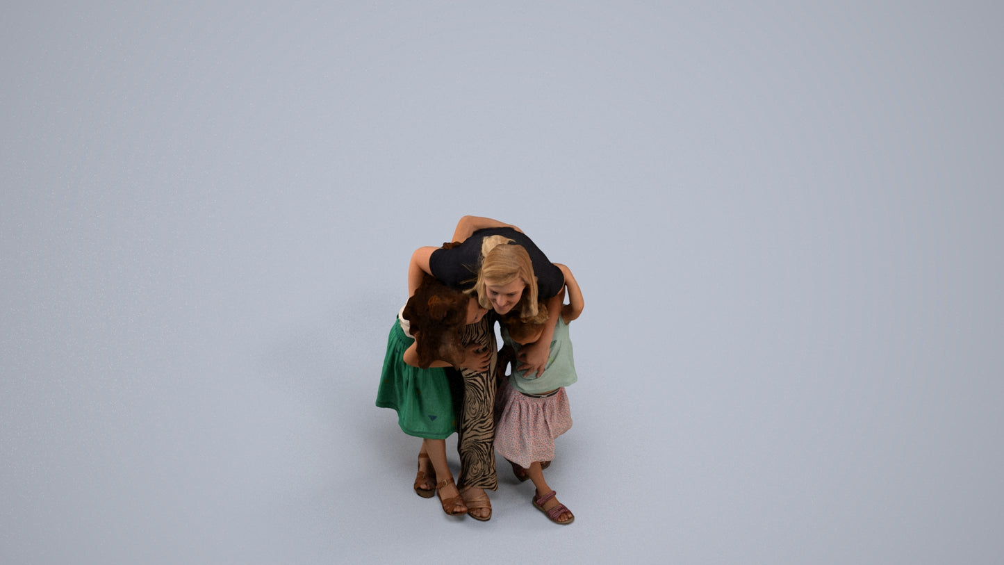 realistic 3D human girl casual kids, archviz people FBX OBJ for Blender, back view render