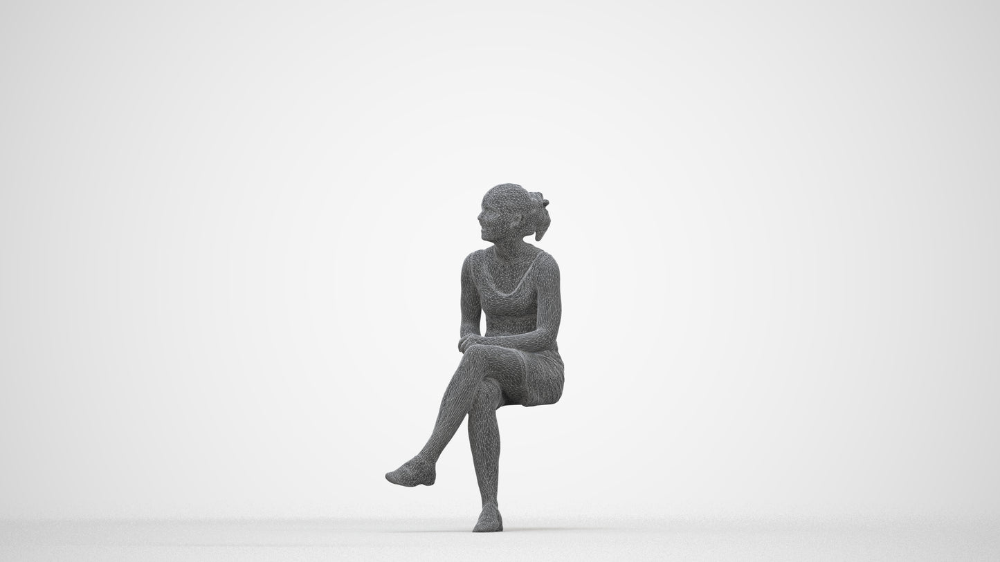 realistic 3D human girl casual kids, archviz people FBX OBJ for Blender, wireframe back view