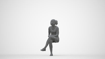 realistic 3D human girl casual kids, archviz people FBX OBJ for Blender, wireframe back view