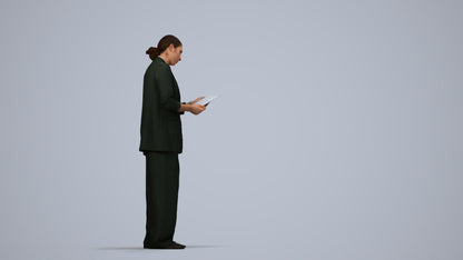realistic 3D people woman business, render-ready for V-Ray and Corona, FBX OBJ, side view render