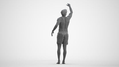 realistic 3D people man pool, render-ready for V-Ray and Corona, FBX OBJ, wireframe front view
