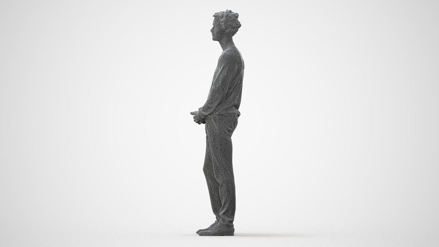 scanned 3D man casual standing, photogrammetry people for Enscape and V-Ray, square thumbnail