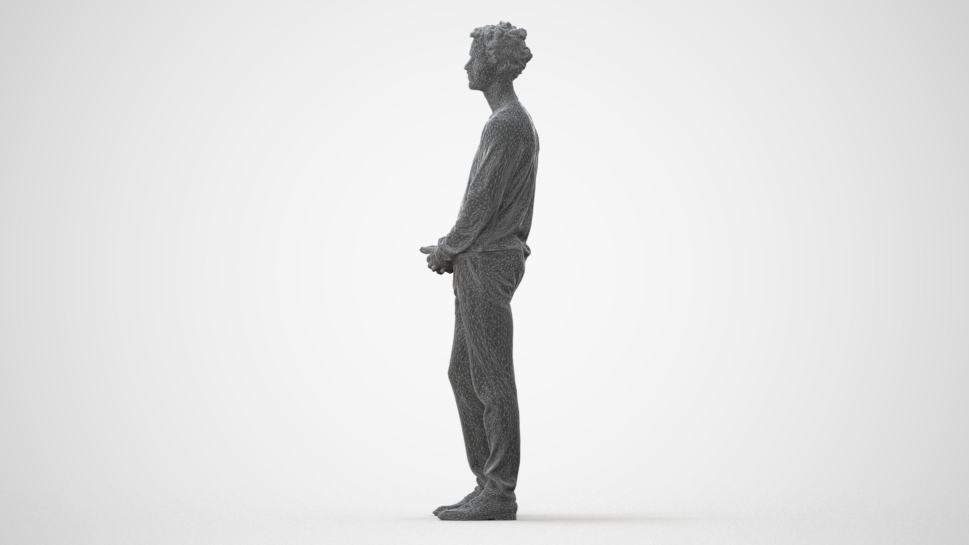 scanned 3D man casual standing, photogrammetry people for Enscape and V-Ray, square thumbnail