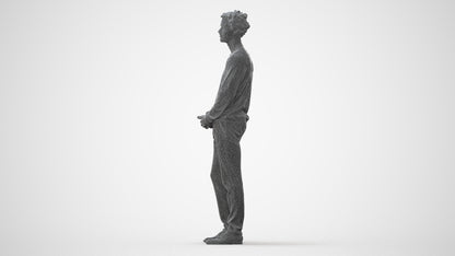 scanned 3D man casual standing, photogrammetry people for Enscape and V-Ray, square thumbnail