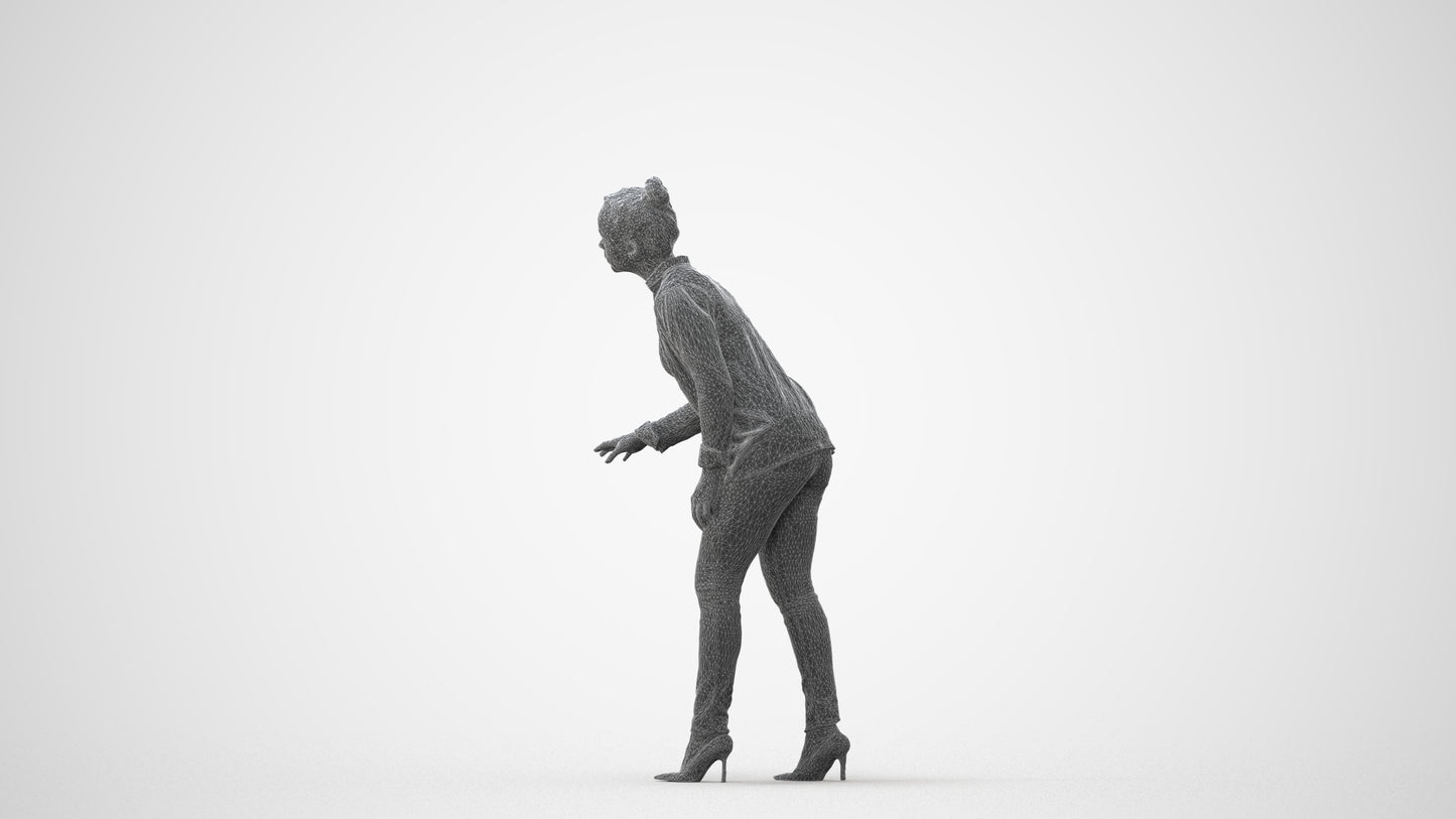 3D people model woman business standing, scanned human for 3ds Max rendering, square thumbnail