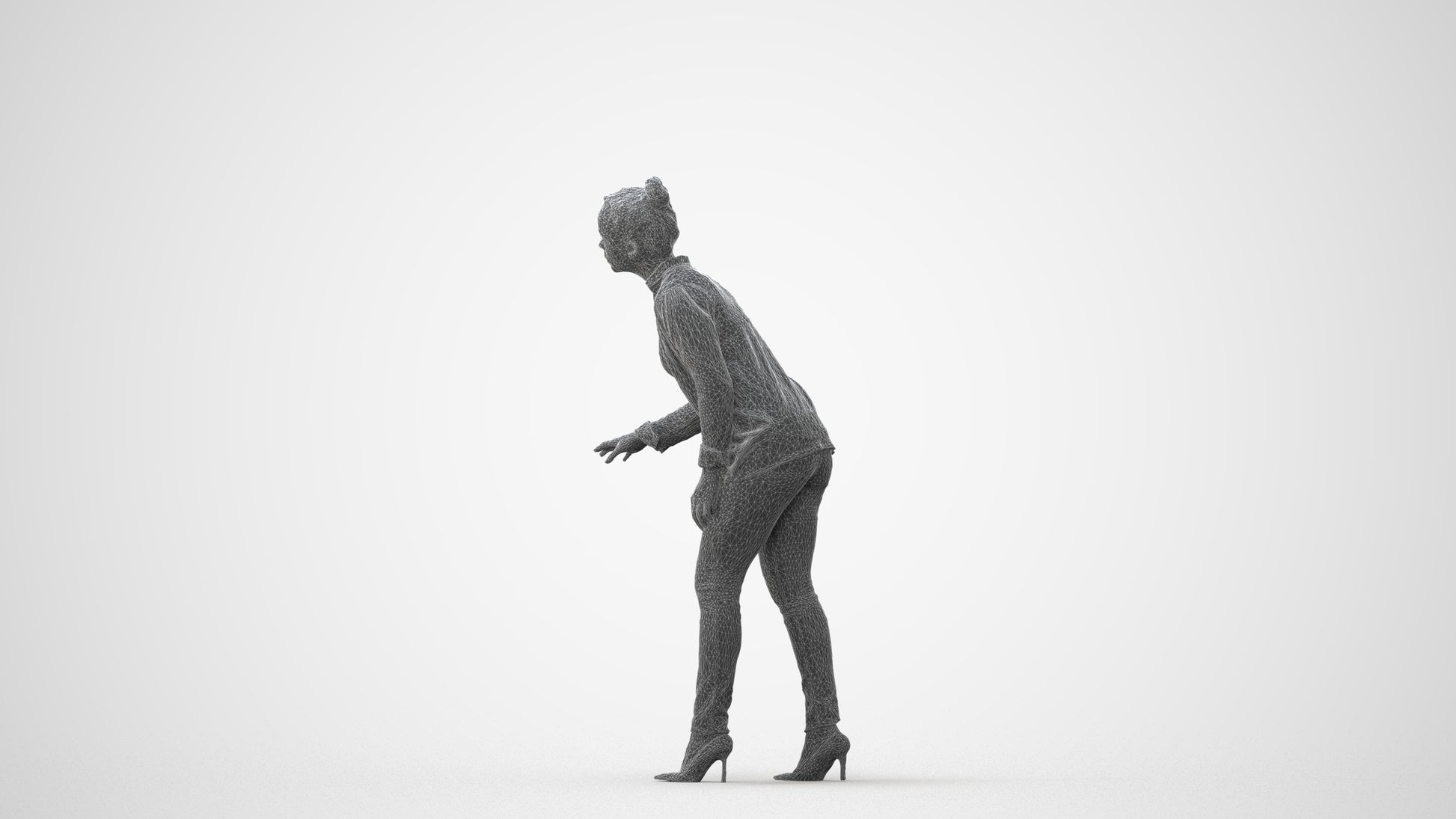 3D people model woman business standing, scanned human for 3ds Max rendering, square thumbnail