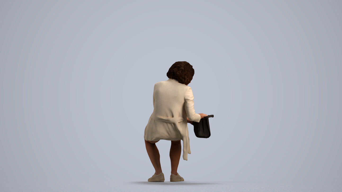 3D people model woman business sitting, scanned human for 3ds Max rendering, front view render
