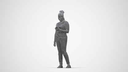 realistic 3D people woman casual standing, render-ready for V-Ray and Corona, FBX OBJ, wireframe back view