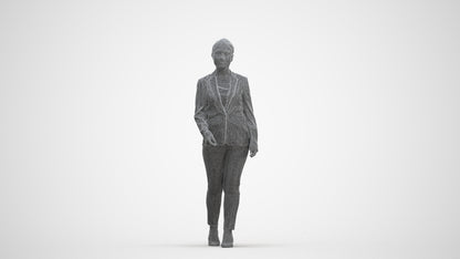 realistic 3D people woman business walking, render-ready for V-Ray and Corona, FBX OBJ, three-quarter front view render