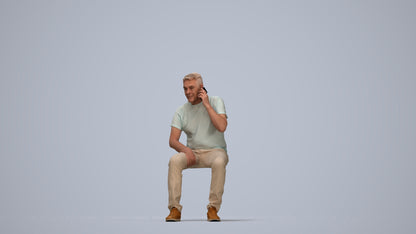 3D scanned senior man sitting casual, photorealistic archviz people for Enscape and SketchUp, top-down view render