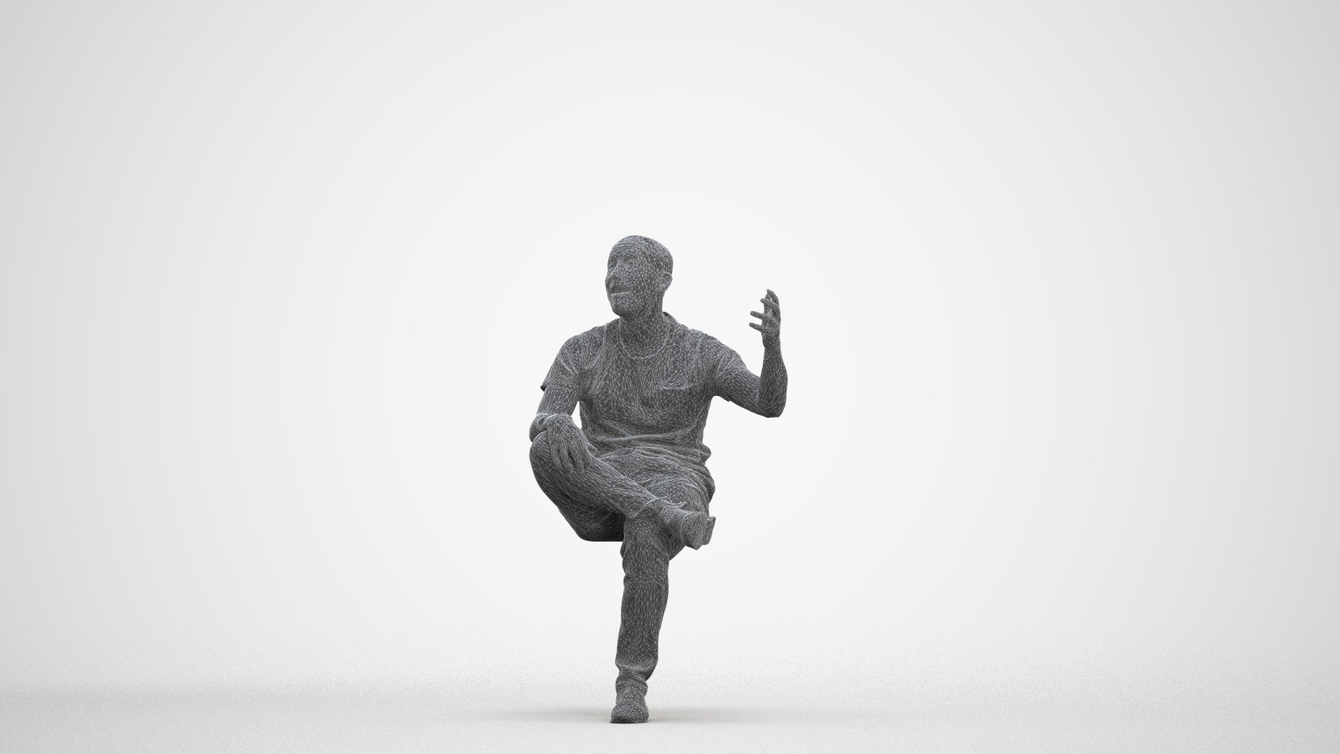 realistic 3D people man casual sitting, render-ready for V-Ray and Corona, FBX OBJ, three-quarter front view render