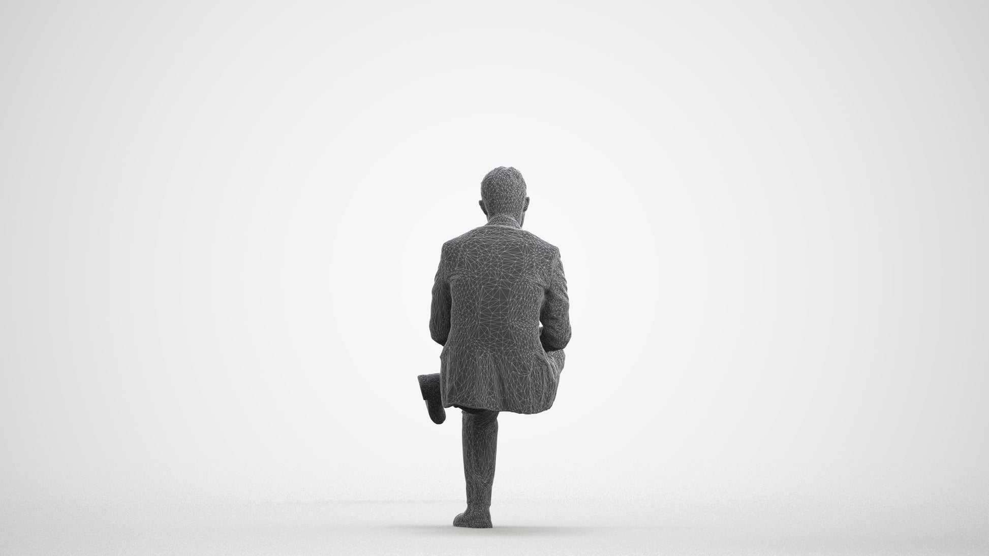 realistic 3D people man business, render-ready for V-Ray and Corona, FBX OBJ, wireframe front view
