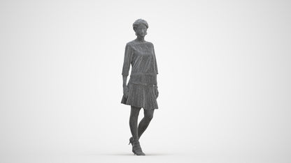 realistic 3D woman business standing, scanned archviz people for Blender and 3ds Max, three-quarter front view render
