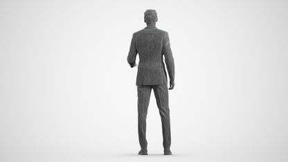 3D people model man business, scanned human for 3ds Max rendering, wireframe front view