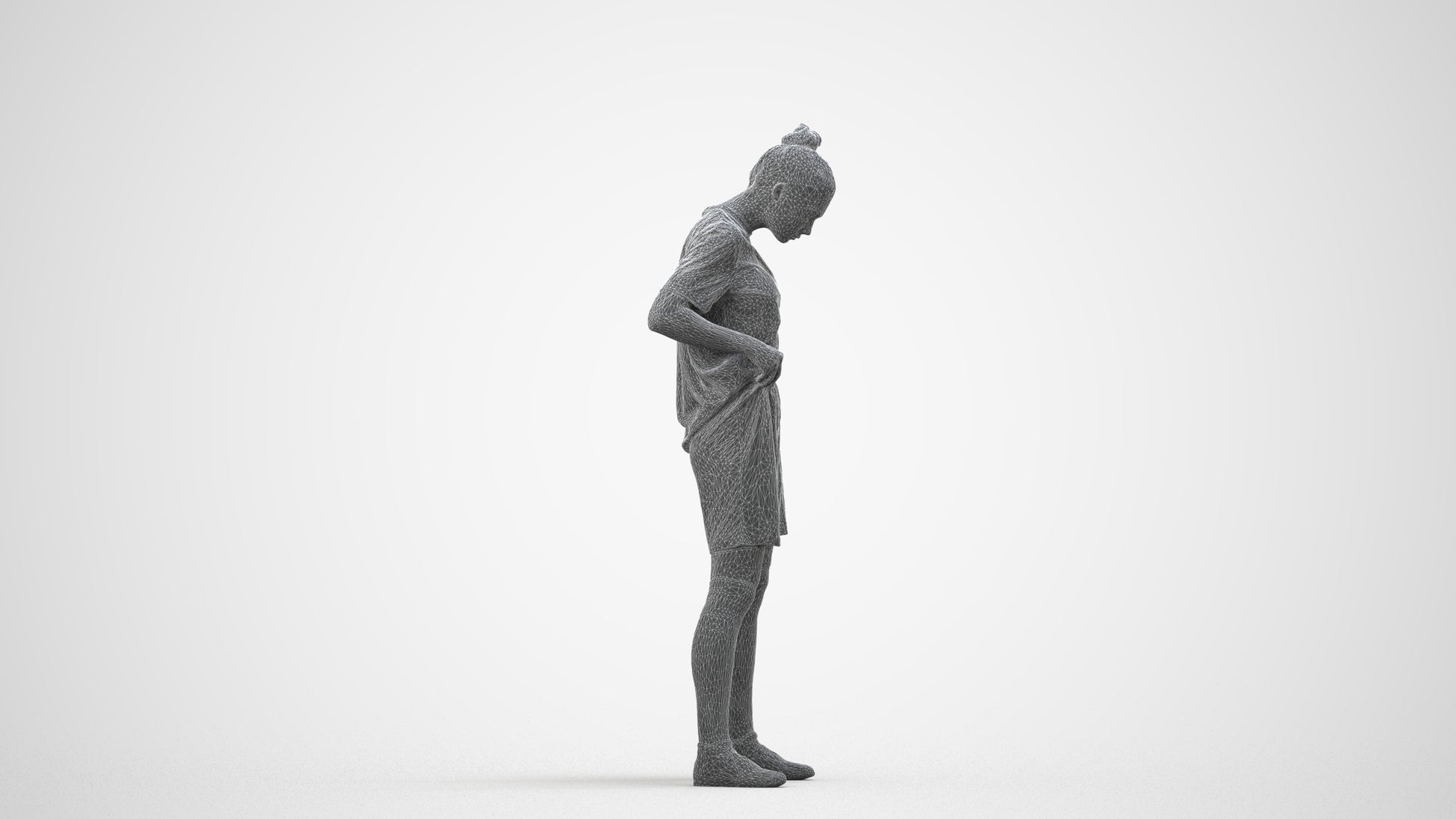 realistic 3D people girl sport, render-ready for V-Ray and Corona, FBX OBJ, wireframe side view