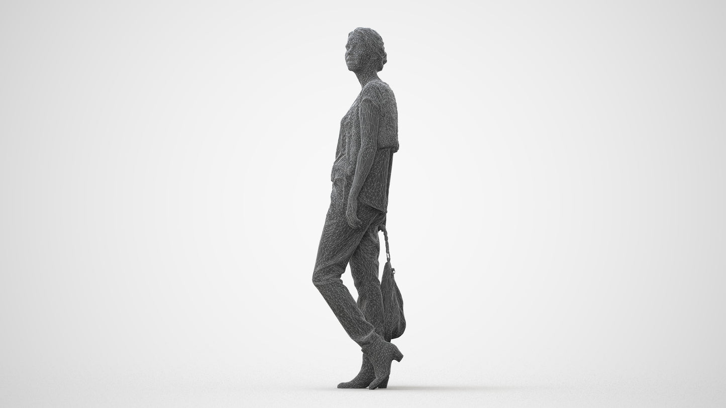 3D scanned woman standing casual, photorealistic archviz people for Enscape and SketchUp, square thumbnail