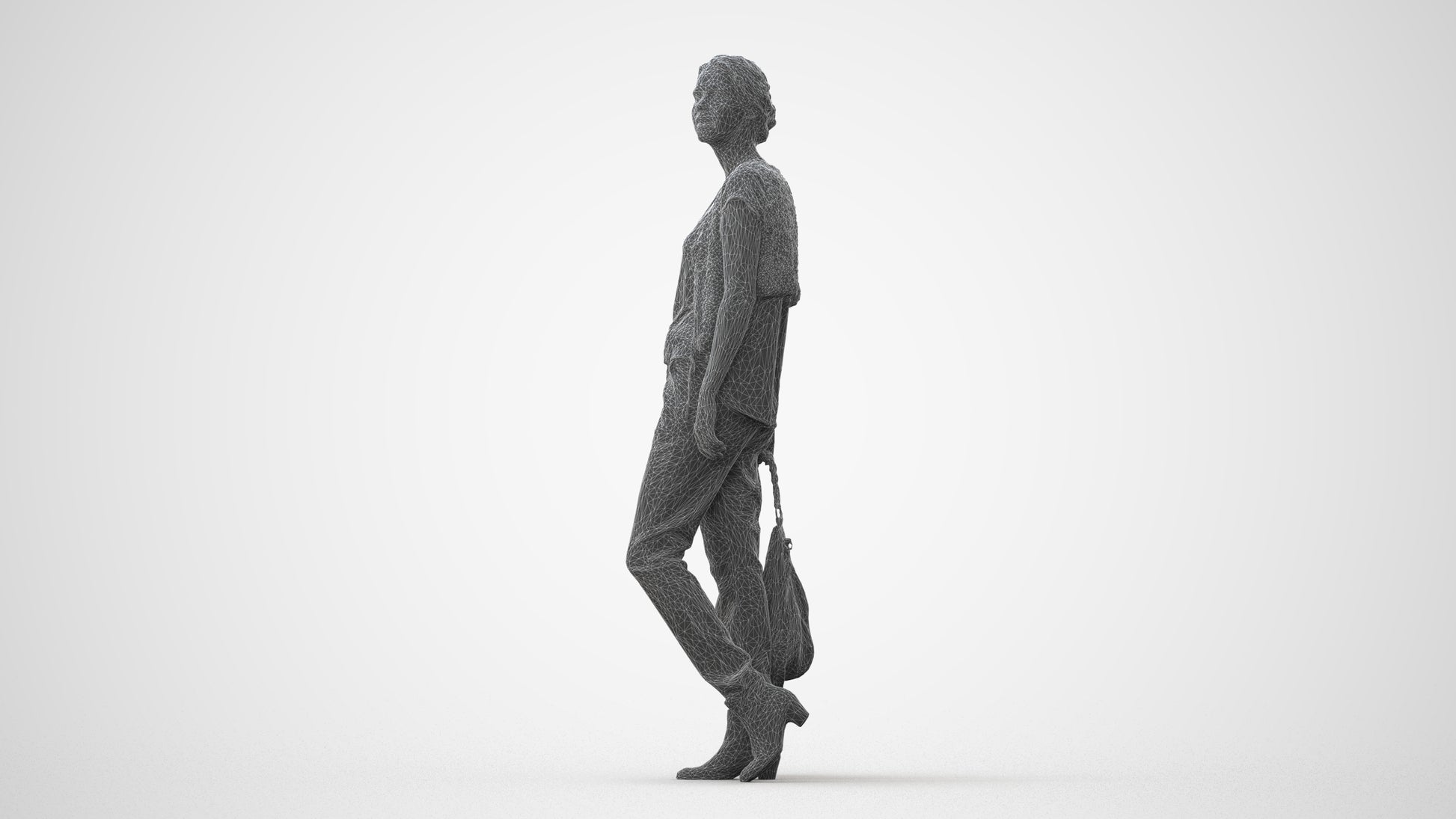 3D scanned woman standing casual, photorealistic archviz people for Enscape and SketchUp, square thumbnail