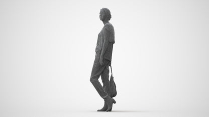 3D scanned woman standing casual, photorealistic archviz people for Enscape and SketchUp, square thumbnail