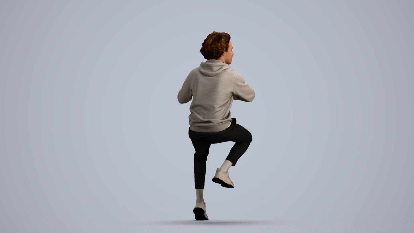 realistic 3D people man casual sitting, render-ready for V-Ray and Corona, FBX OBJ, front view render