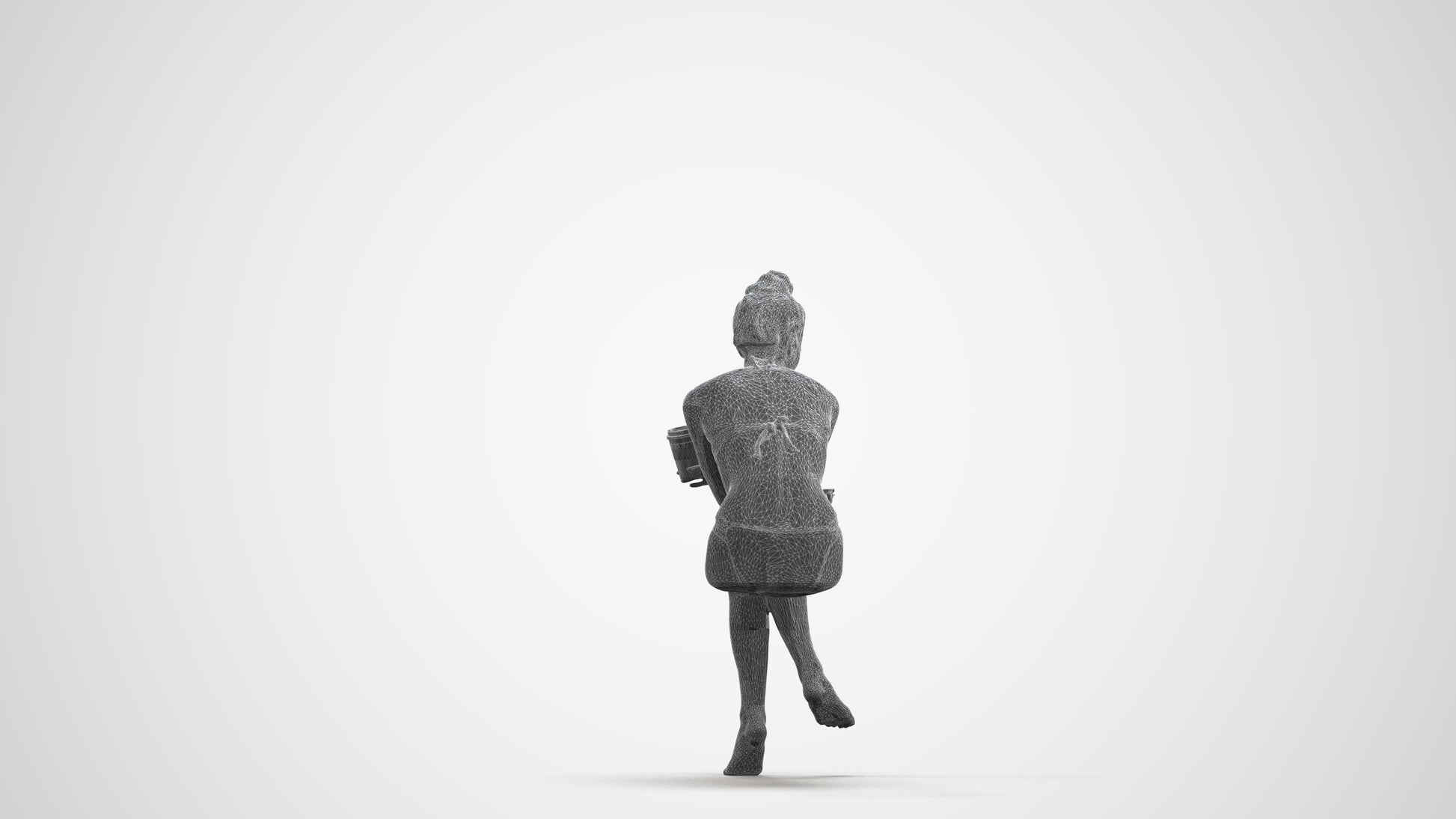 realistic 3D people woman pool, render-ready for V-Ray and Corona, FBX OBJ, wireframe front view