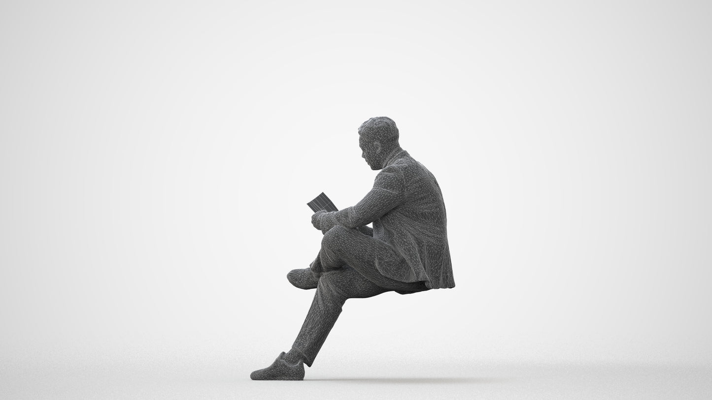 scanned 3D man business, photogrammetry people for Enscape and V-Ray, square thumbnail