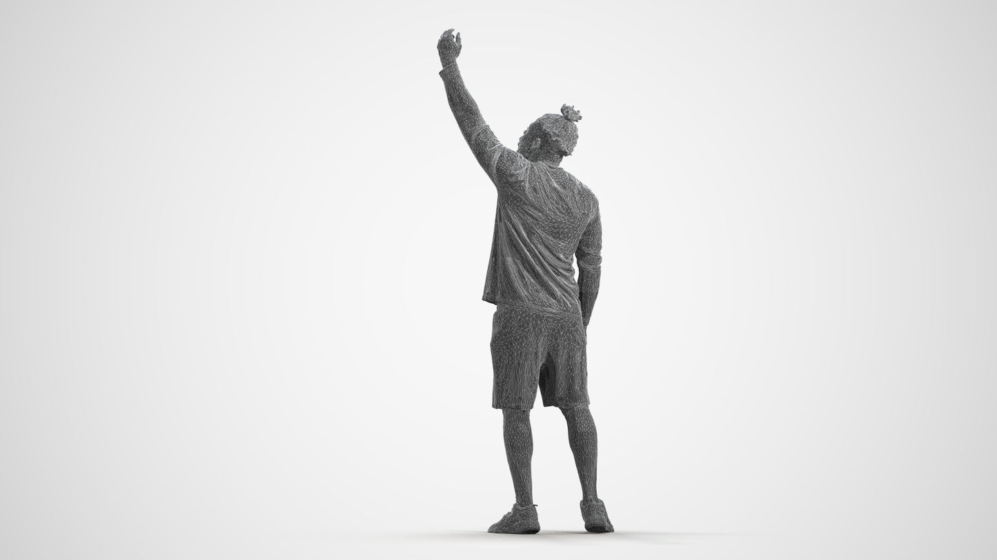 3D human model man sport, photogrammetry scanned person for archviz, wireframe front view