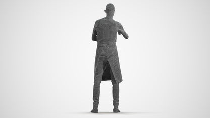 realistic 3D man hospitality, scanned archviz people for Blender and 3ds Max, wireframe front view