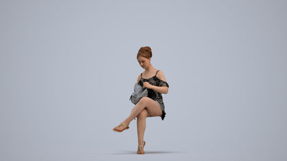 realistic 3D girl casual kids, scanned archviz people for Blender and 3ds Max, standing pose render