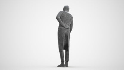 3D people model man hospitality, scanned human for 3ds Max rendering, wireframe front view