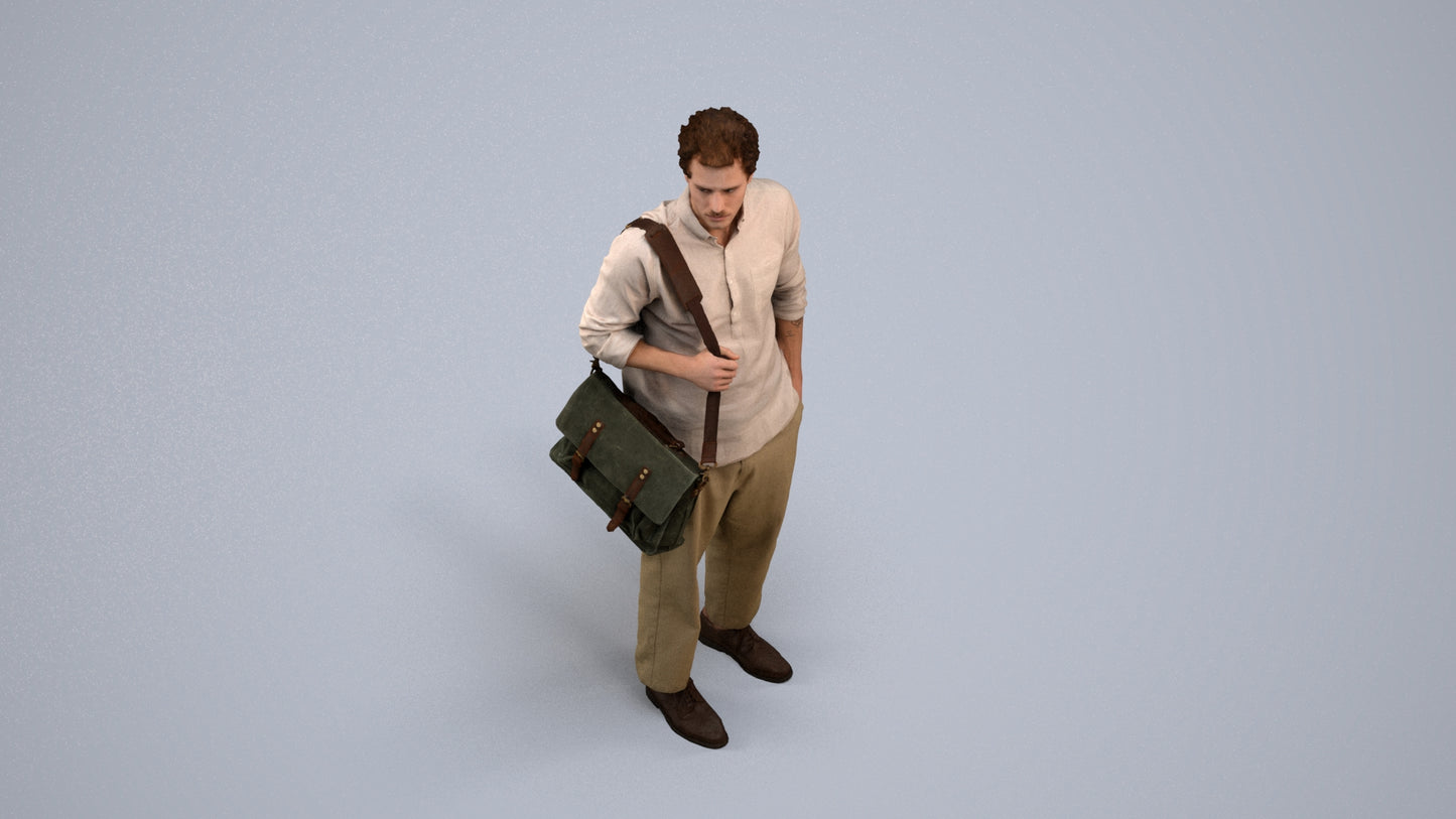 scanned 3D man casual standing, photogrammetry people for Enscape and V-Ray, back view render